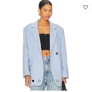 Steve Madden ‘Myra’ Coat Single Breasted Oversized Peacoat in Powder Blue NWOT